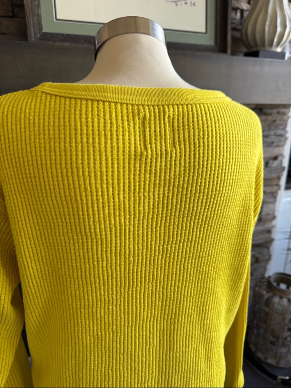 GAP Yellow Ribbed Long Sleeve Crew Thermal Top - Picture 9 of 13